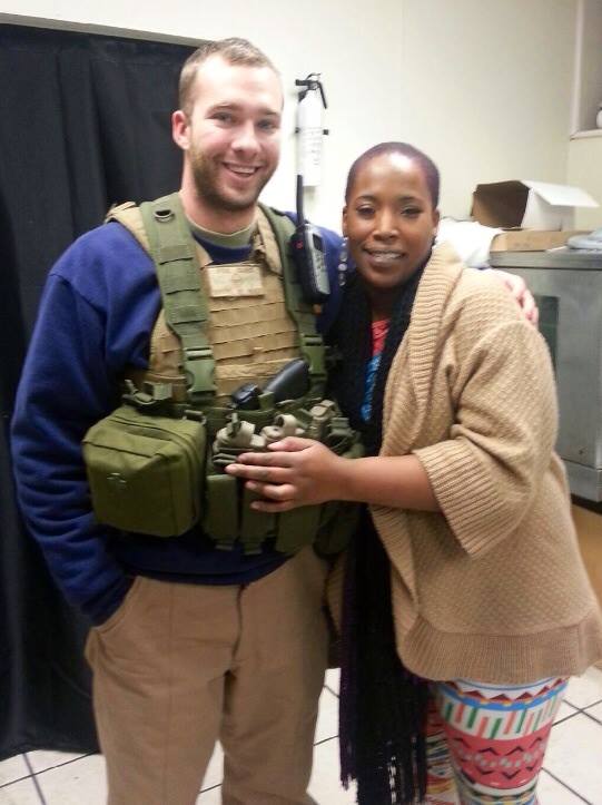 Ferguson and African American Woman protected by Oath Keepers